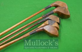 5x Various Hickory Socket Head Woods Golf Clubs – To include examples from Nick Special, T F