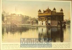 India - Original coloured print of Amritsar Golden Temple, sacred shrine of the Sikhs. c1900s 21 x