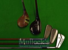 5x Various Golf Clubs from the 1940/70’s – Wilson brassie, Flange sole 5 iron, mashie with Archer