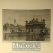 India - 19th century engraving showing the holiest Sikh shrine the Golden temple, Amritsar Punjab.