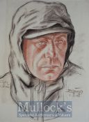 WWII Original Artwork Roman Zenzinger - of a German Soldier displaying a fine portrait, painted in