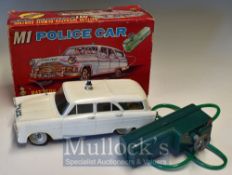 Marx Toys Battery Operated M1 Police Car – Remote Control, in white with green remote, in original