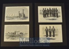 India – 4x C.1858 Various Engravings to include Lahore, the Tehar-Bardjia, Lahore, English Church