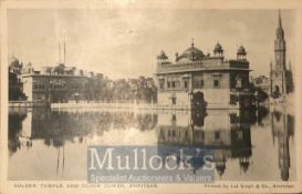 India - Original postcard of the Golden Temple & Clock tower of Amritsar, Punjab. By Lal Singh & co.