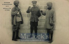 India & Punjab – Sikh, Hindu & French Officers Postcard An original vintage postcard of Sikhs