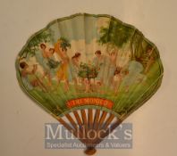 Art Nouveau French Folding Fan Inscribed 