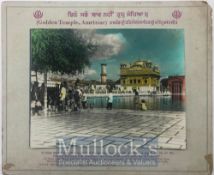 India & Punjab – Golden Temple Amritsar Large vintage antique handcoloured photograph of the holy