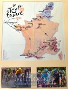 2015 Chris Froome Signed Tour De France Map – Framed with 2 candid original photograph one at