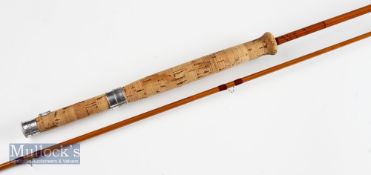 Good Hardy Bros Alnwick Koh-I-Noor trout fly rod – 8ft 9in 2pc palakona, line 7#, agate lined butt