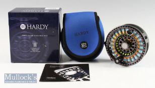 Fine Hardy Fortuna X3 salmon fly reel – 4.75” dia - stamped 01E15HK to the foot, left and right hand