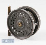 Early and rare size Farlow Holdfast makers logo Perfect style small alloy trout wide drum fly reel
