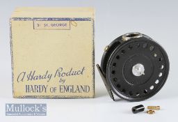 Hardy St George Alloy Trout Fly Reel: 3 3/4” dia - O line guide, rim tensioner, 2 screw latch, brass