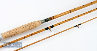 Fine John Grottick Style “The Super Special Barbel Master” split cane rod – 10ft 9in 3pc with red