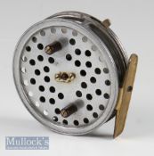 Hardy Eureka narrow drum trotting reel, 3.5” diameter, large/small perforations to faceplate,