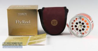 Fine Hardy Angel 11/12 hi tech large arbour salmon fly reel – 4.20” dia, stamped A24503 to the foot,