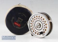 Hardy Bros Marquis 10# trout fly reel: 3.75” dia - alloy foot c/w line- reversible U shaped line