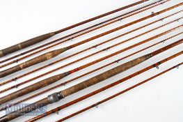 Collection of early Hardy, Westley Richards, and Allcocks split cane fly rods all in need of