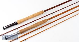 2x Good Edgar Sealey split cane and hollow glass trout fly rods: fine Octofly De Luxe built cane