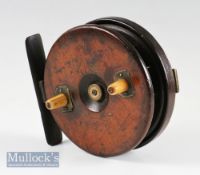 Early Wooden Strap Back, 5” Twin bone handles mounted on brass plaques, brass centre screw, pillar