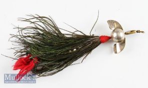Enormous Halcyon Lure – 8” having a white metal spinner with large 3 prong hook