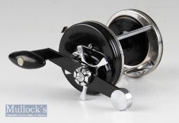 Abu Ambassadeur 10000C chrome plated multiplier reel, foot stamp 037200, torpedo handle, rod