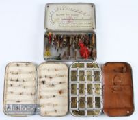 3 Scarce Wheatley fly boxes. To consist of slim line example with chenille interior, containing some