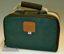 Abel Made in USA dark green canvas reel and spare spool case – with various adjustable