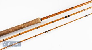 Martin James British Made split cane salmon fly rod -12ft 9in 3pc - fitted with red Agate lined butt