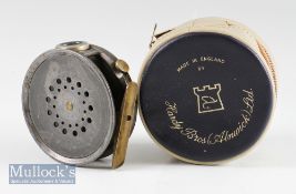 Hardy Bros ‘The Perfect’ Dup MK II 3 3/8” Trout fly reel – with smoke agate line guide, ribbed brass