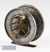 Good Allcock Aerial Popular alloy wide drum centre pin reel - 4.” dia., 1.25” between plates, crazed