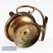 “Malloch’s Patent” brass side caster salmon fly reel - 3.25” drum dia, with quick release reversible