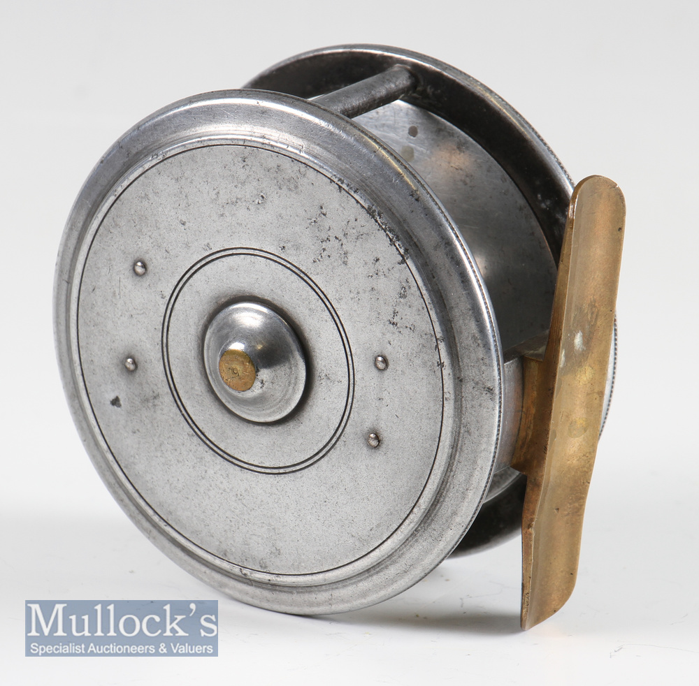 Early Hardy Bros makers Alnwick “Hardy’s Patented Uniqua” alloy salmon fly reel circa 1905 - 3.5” - Image 3 of 3