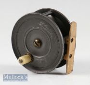 Fine H Moore Liverpool made by Dingley small alloy trout fly reel - 2.75” dia, with smooth brass