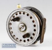 Scarce Hardy Bros England The Silex Jewel alloy casting reel c.1954-1959 -3.75” dia, ribbed brass