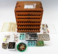 6 Draw Wooden Fly Case and Flies – 44 Sectioned draws with the cabinet been well made having dove