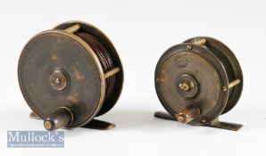 Turnbull Edinburgh 3” brass wide drum reel - with horn handle, smooth brass foot, appears with