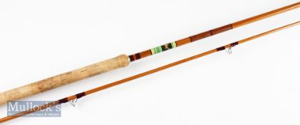 Fine Allcocks Lightweight Carp Split Cane Rod – 9ft 6in 2pc with Agate lined butt and tip guides,