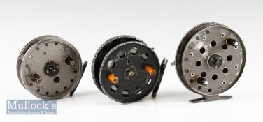 Collection of 3 various used centre pin reels – W.R Speedia 4” dia usual bag wear otherwise spins