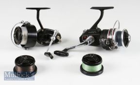 2x spinning reels - good Garcia Mitchell 300 fixed spool reel c/w 2x spare spools retaining most