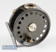 Fine Hardy Post War “The St George” alloy trout fly reel - 3 3/8” dia, smooth alloy foot, makers