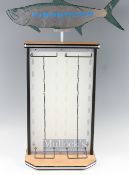 Pair of Fishing Eyewear Advertising Shop Stands. Fisherman eyewear stand with fish design logo to