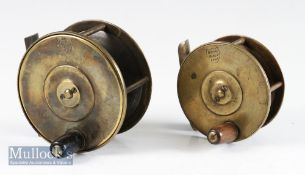 2x Scottish makers brass plate wind trout and salmon fly reels – good Phin Maker Edinburgh 3 5/8”