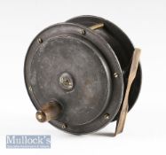 Large good looking Hercules style alloy salmon fly reel – 5” dia with a good straight hour glass/