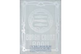 Scarce Scottish Court Heavy Glass Door Panel decorated with Fish: from the Peebles Courtroom with a