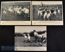 1930s Rare German Rugby Action Photographs (3): Three clear b/w 24cm x 18cm photos of games