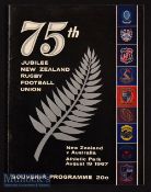 1967 NZ 75th Jubilee Match v Australia Rugby Programme: Excellent content and condition in this