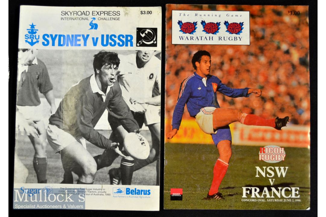 1990 Less common Tourists in Australia Rugby Programmes (2): Scarce Sydney v the USSR (slight marks)