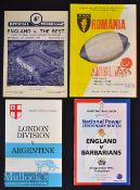 1969-1990 Less usual English Rugby Programme Selection (4): 36pp Bucharest issue for Romania v