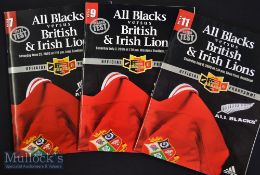 2005 British & Irish Lions in NZ Rugby Programmes (3): All three large glossy test issues from