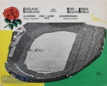 Scarce 1972 S Africa v England Rugby Programme: Large pictorial covered 40pp issue for this